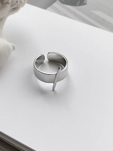 Bague en argent sterling 925 lisse irrégulière minimaliste taille libre