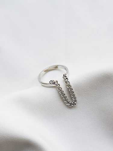 925 Sterling Silver Smooth N-Chain Minimalist Free Size Midi Ring