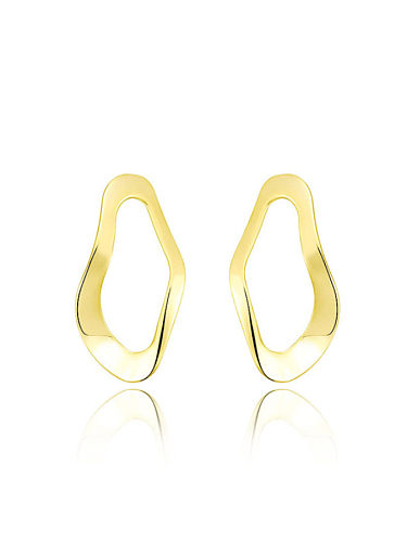 925 Sterling Silver With Gold Plated Simplistic Irregular Stud Earrings