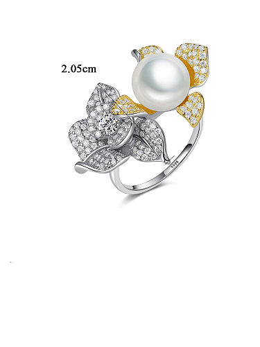 Anel de pulseira de luxo flor de zircônia cúbica de prata esterlina 925