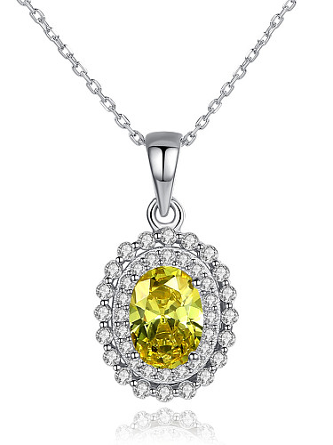 925 Sterling Silver With Cubic Zirconia Delicate Oval Necklaces