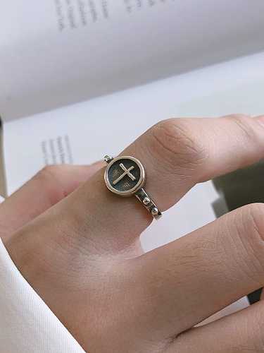 Minimalistischer Midi-Ring mit Kreuz aus 925er Sterlingsilber in freier Größe