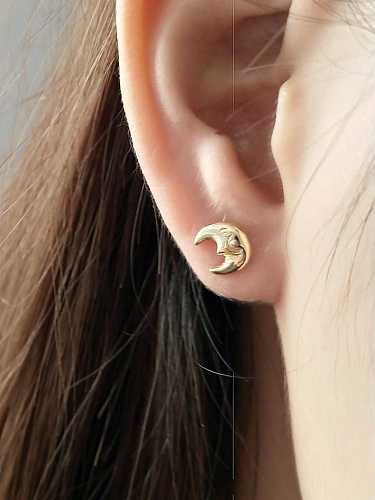 925 Sterling Silver Sun Moon Minimalist Stud Earring