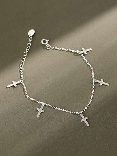 Bracelet minimaliste croix en argent sterling 925