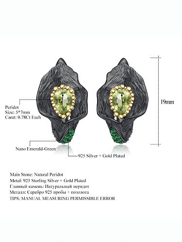 Boucles d'oreilles vintage irrégulières en pierre naturelle en argent sterling 925