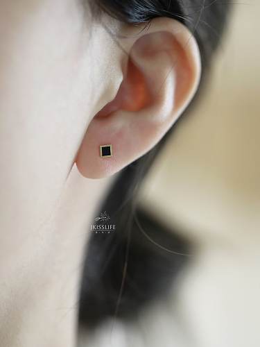 925 Sterling Silver Enamel Geometric Minimalist Stud Earring