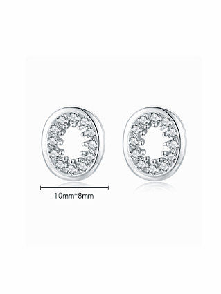 925 Sterling Silver Cubic Zirconia Oval Minimalist Stud Earring