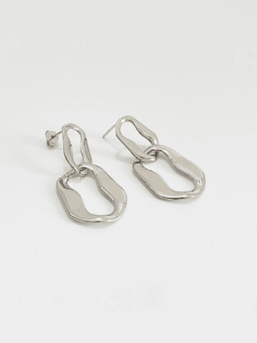 Sterling Silver modern geometric design industrial Earring