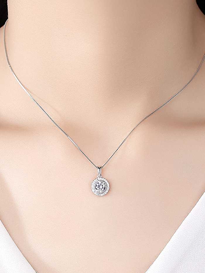 925 Sterling Silver Cubic Zirconia Round Minimalist Necklace