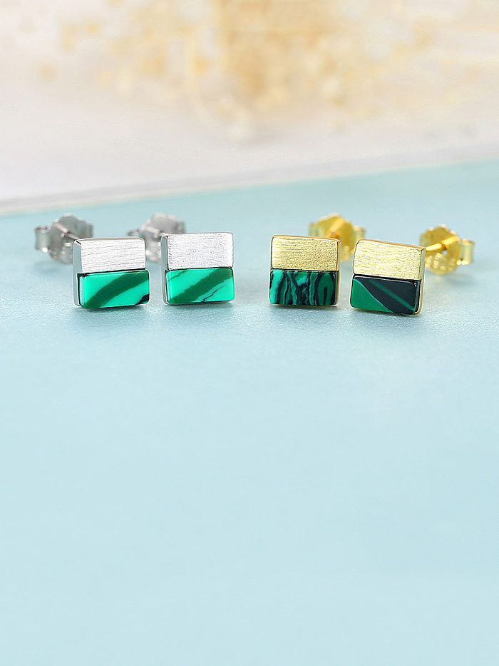 925 Sterling Silver With Acrylic Simplistic Square Stud Earrings
