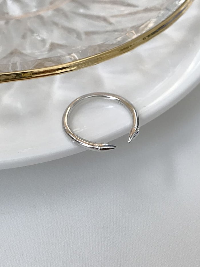 925 Sterling Silver Irregular Minimalist Double Needle Midi Ring