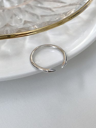 Unregelmäßiger, minimalistischer Doppelnadel-Midi-Ring aus 925er Sterlingsilber