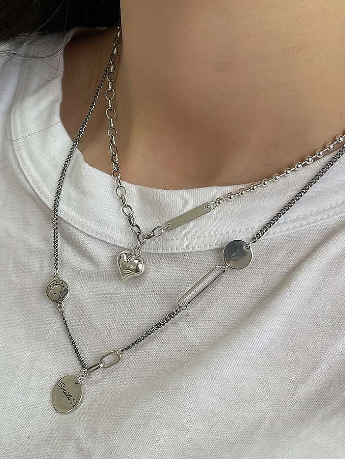 925 Sterling Silber Herz Minimalistische Hohlkette Halskette