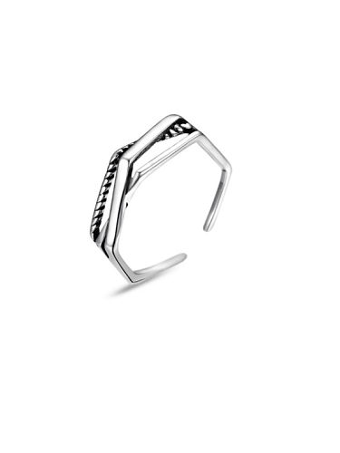 925 Sterling Silver With Antique Silver Plated Simplistic Multilayer Free Size Rings