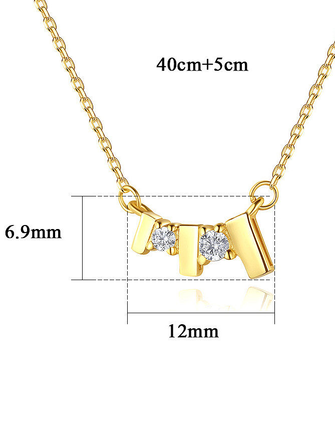Geometrische minimalistische Halskette aus 925er Sterlingsilber mit Zirkonia