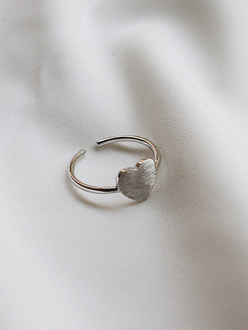 Sterling silver brushed love free size ring