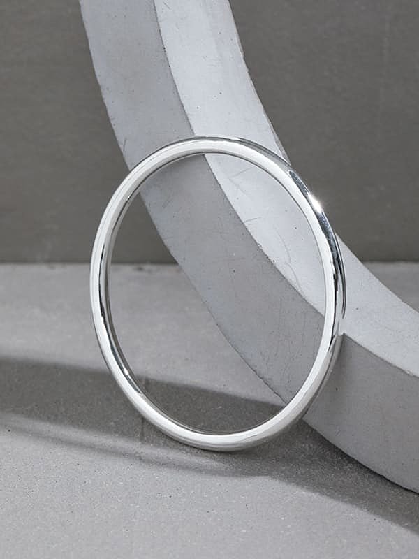 925 Sterling Silber runder minimalistischer Band-Armreif