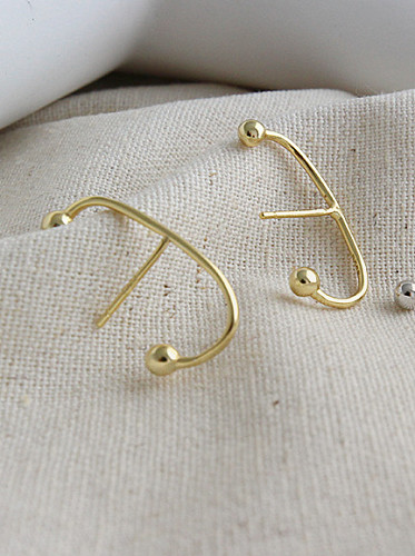 Boucles d'oreilles géométriques en argent sterling 925 avec perle lisse simpliste C