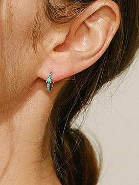 Boucles d'oreilles créoles classiques géométriques en argent sterling 925 avec oxyde de zirconium