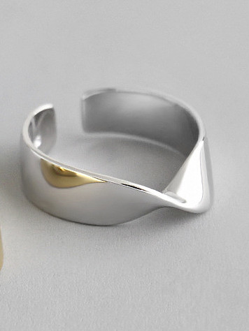 925 Sterling Silver With Glossy Simplistic Irregular free size Rings