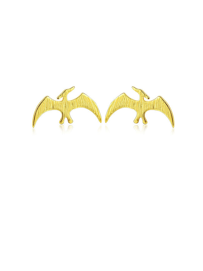 925 Sterling Silver With Smooth Simplistic Little Swallow Stud Earrings