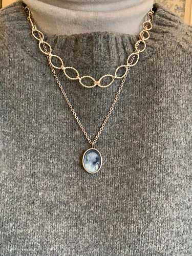 925 Sterling Silber hohle geometrische Vintage Twist Long Strang Halskette