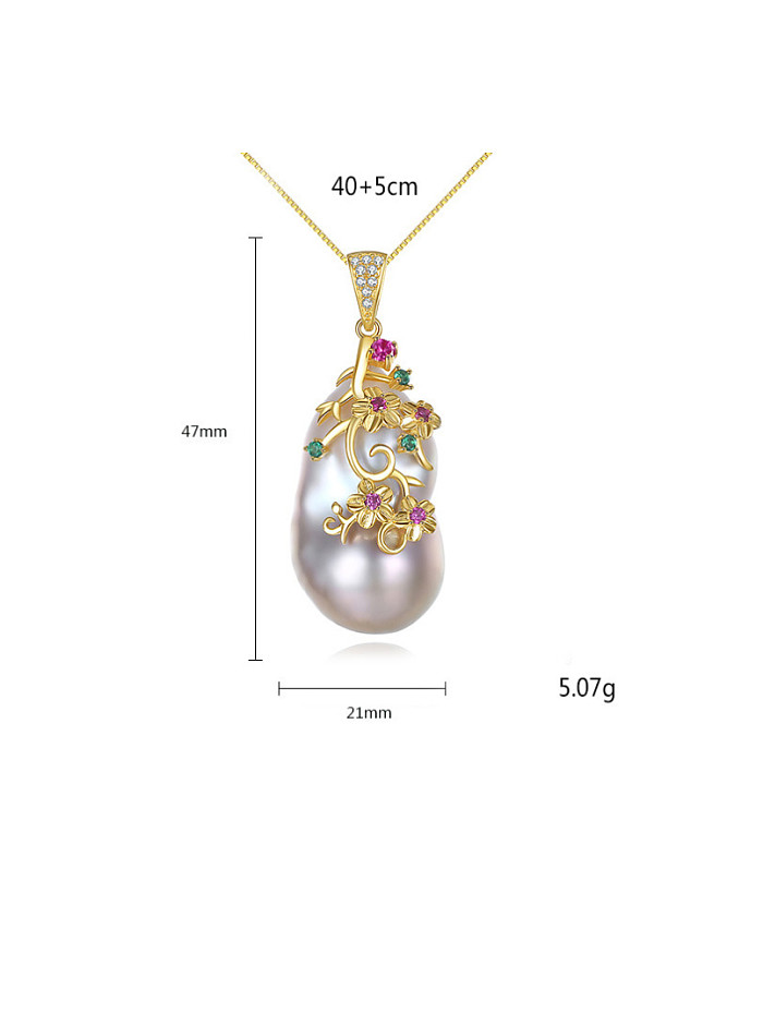 Collier de perles naturelles baroques en forme d'argent sterling