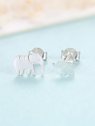 Boucles d'oreilles en argent sterling 925 avec éléphant de dessin animé brillant