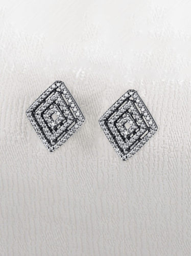 Boucles d'oreilles vintage géométriques en argent sterling 925 avec oxyde de zirconium