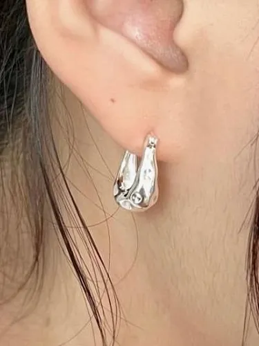 925 Sterling Silver Geometric Vintage Huggie Earring