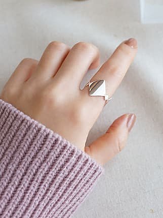 925 Sterling Silver Stacking Square Minimalist Free Size Band Ring