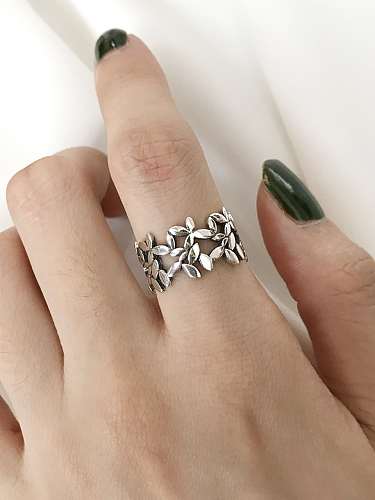 925 Sterling Silver Vintage Retro Little Flower Free Size Midi Ring