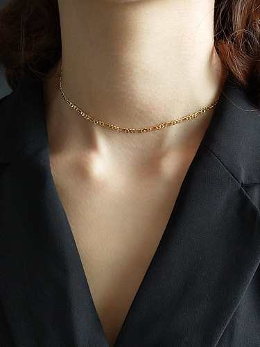 925 Sterling Silver Geometric Minimalist Hollow Chain Necklace