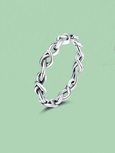 925 Sterling Silber Geometrischer Knoten Vintage Bandring