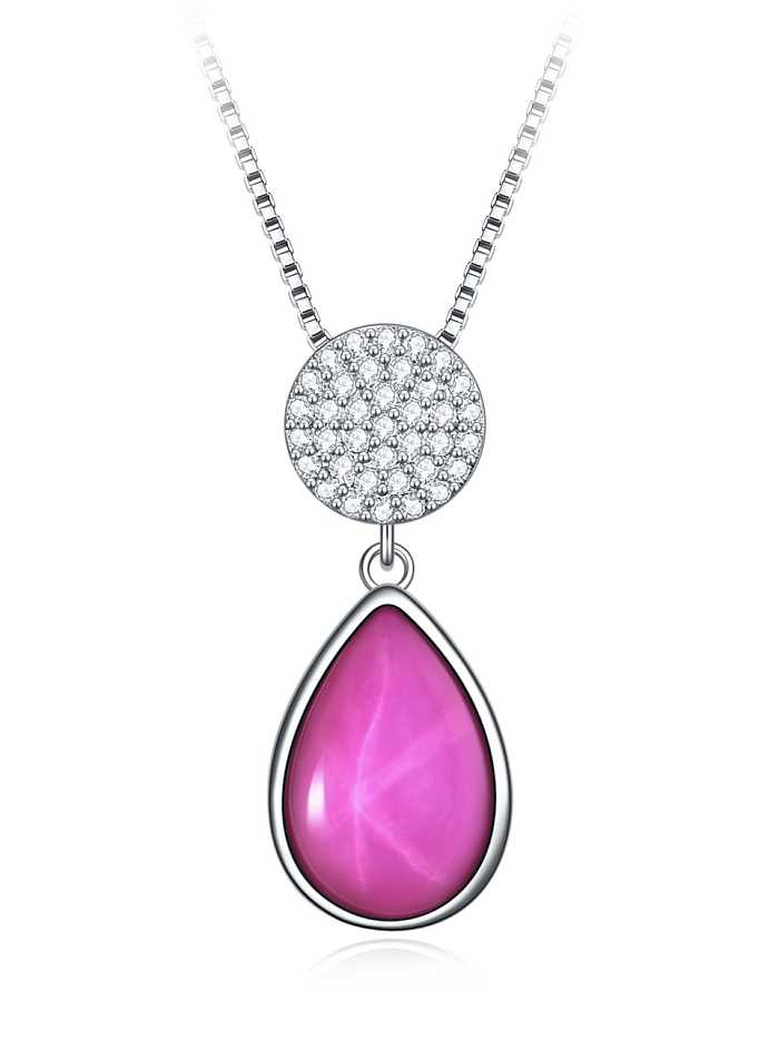 925 Sterling Silver Natural Gemstone Luxury Geometric Pendant