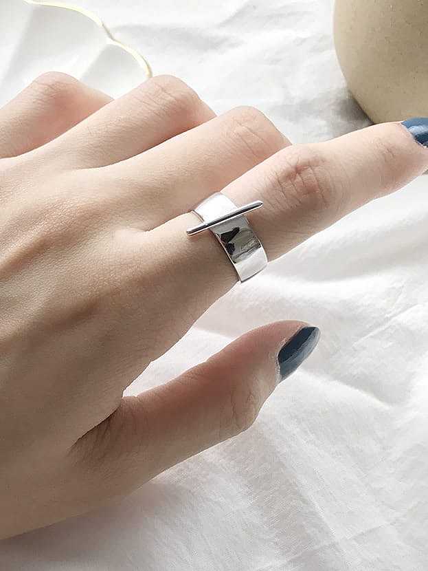 925 Sterling Silver Smooth Irregular Minimalist Free Size Band Ring