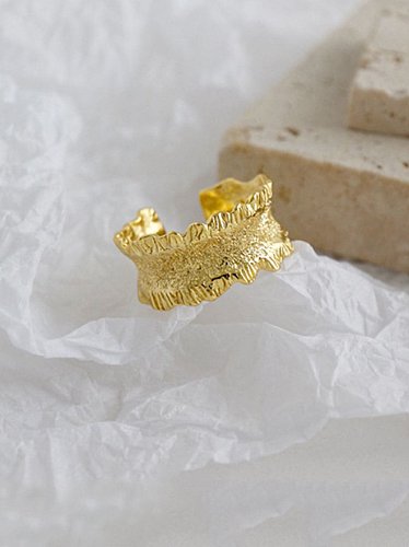 Plata de ley 925 con anillos de tamaño libre de ondas irregulares simplistas chapados en oro