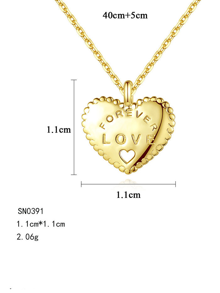 Collier pendentif coeur simple mode en argent sterling 925