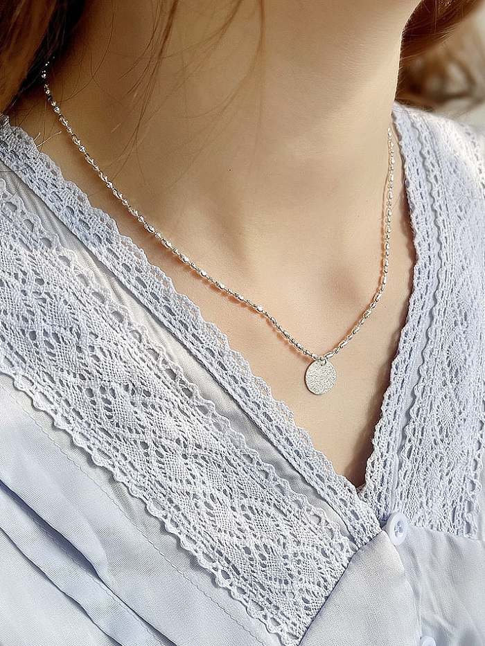 Collier chaîne de perles minimaliste ronde en argent sterling 925