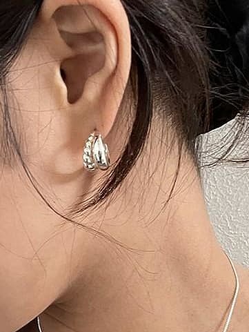 925 Sterling Silver Multilayer Geometric Vintage Stud Earring