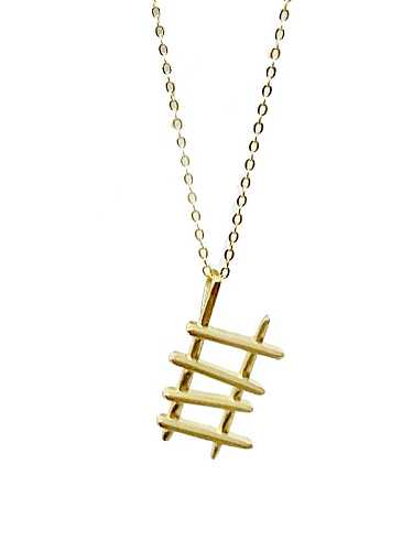 925 Sterling Silver Gold Ladder Minimalist Necklace