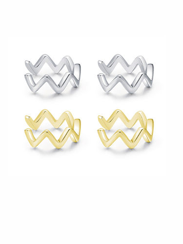 925 Sterling Silver Minimalist Waves C shape Clip Earring