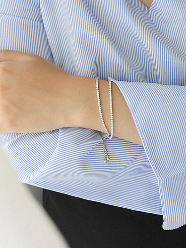 Silver double-layer zircon adjustment beads bracelet