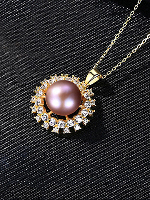 925 Sterling Silver With Artificial Pearl Simplistic Round Necklaces