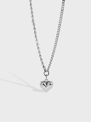 925 Sterling Silver Smooth Heart Vintage Necklace
