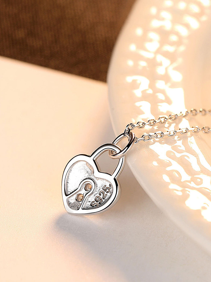 925 Sterling Silver With ed Simplistic Heart Necklaces