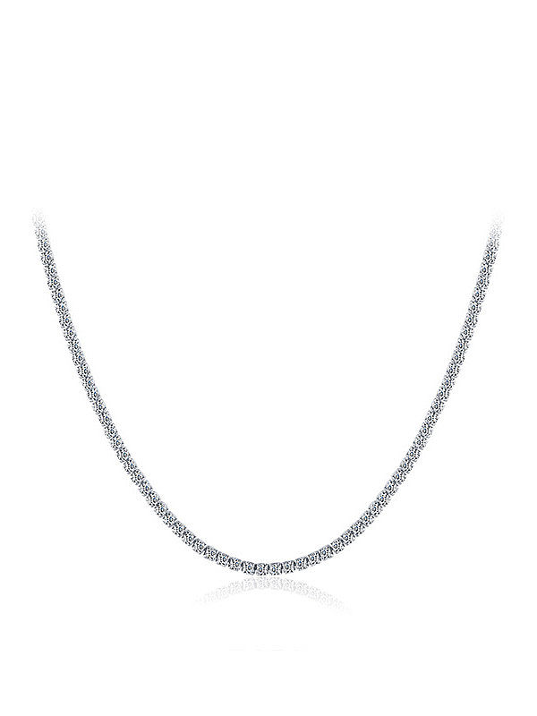 Geometrische minimalistische Halskette aus 925er Sterlingsilber mit Zirkonia