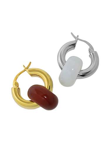 Boucles d'oreilles Huggie minimalistes géométriques en argent sterling 925 avec cornaline [simple + une seule]