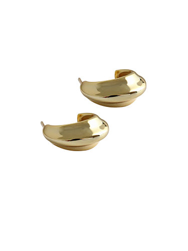 925 Sterling Silver With Gold Plated Simplistic Smooth Irregular Drop Earrings