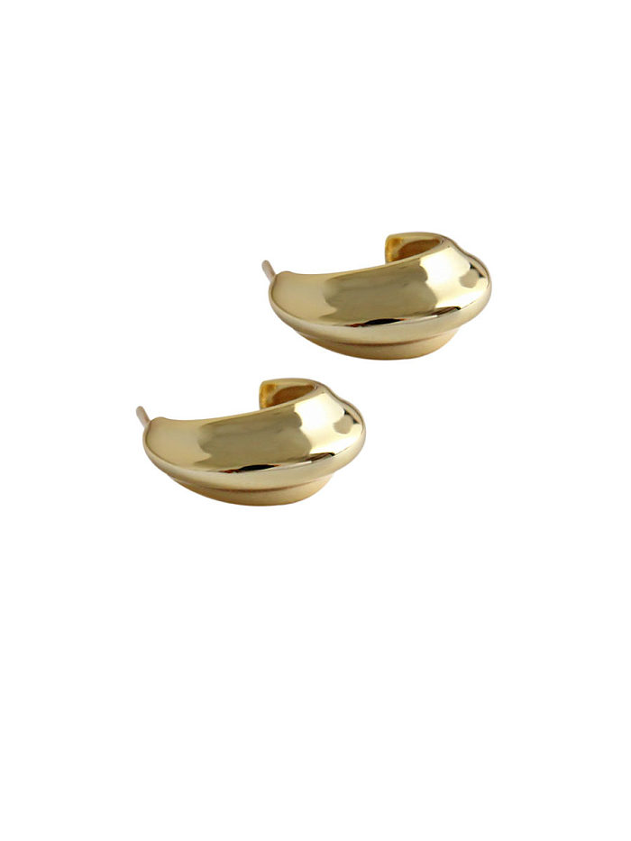 925 Sterling Silver With Gold Plated Simplistic Smooth Irregular Drop Earrings